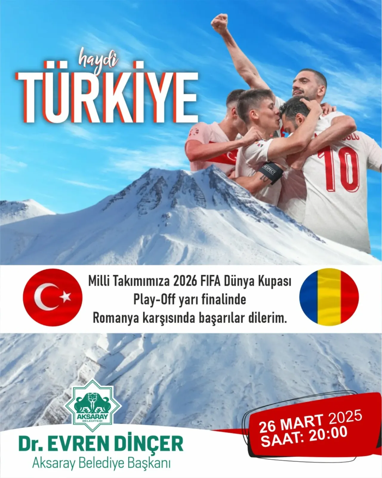 Aksaray Belediye Başkanı'ndan Milli Takıma 