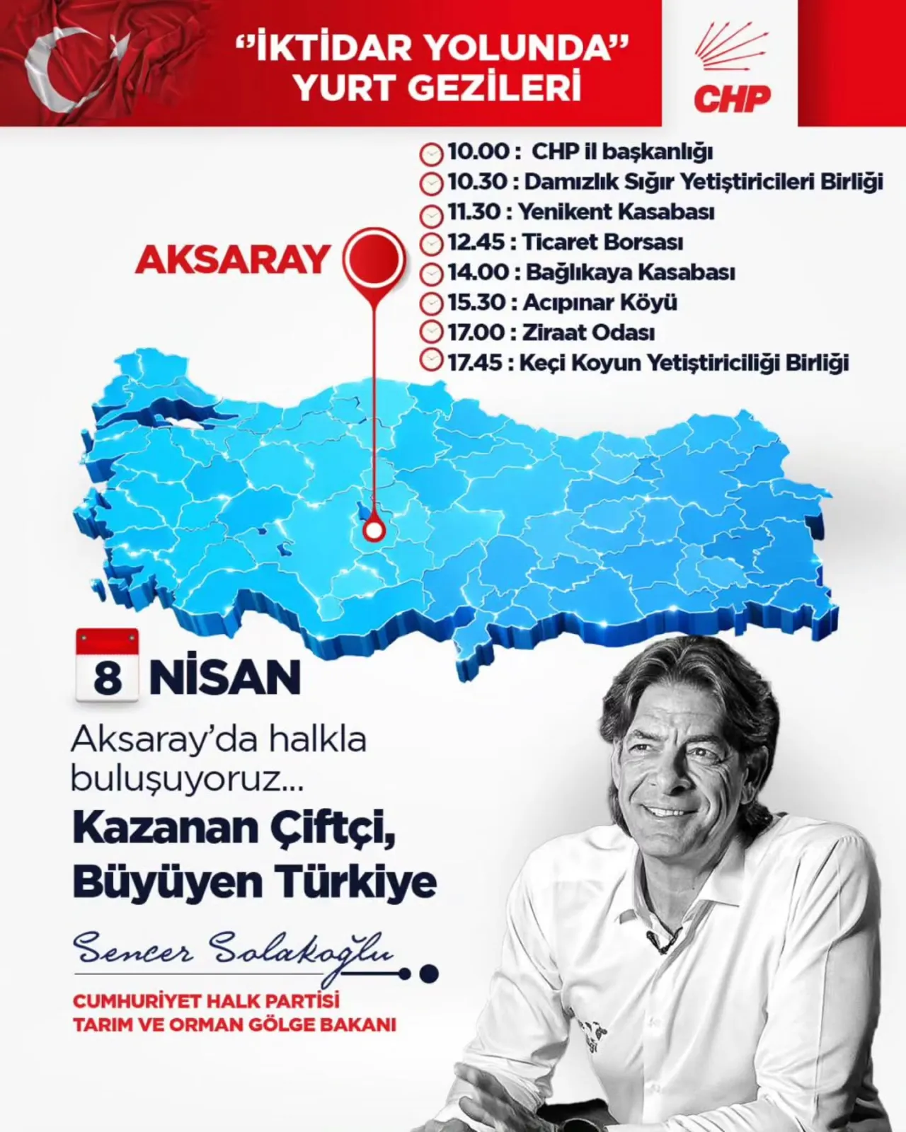 CHP Aksaray İl Başkanı Özdemir ve Solakoğlu, 8 Nisan'da Aksaray'da Buluşuyor