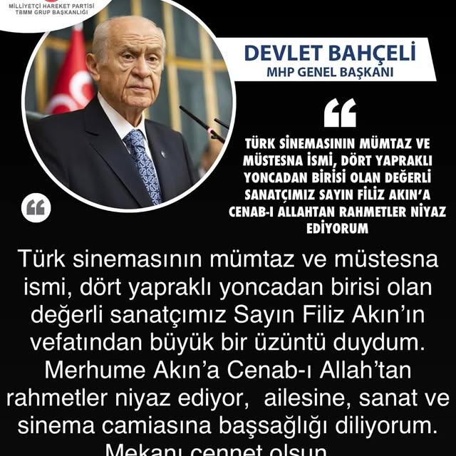 MHP'den Filiz Akın'a Başsağlığı Mesajı