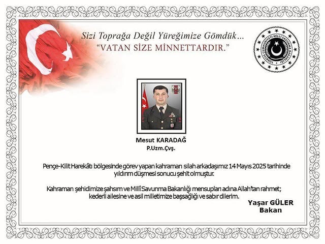 Pençe Kilit'te Şehit Duyan Aksaray: Askerimiz Mesut Karadağ'a Veda