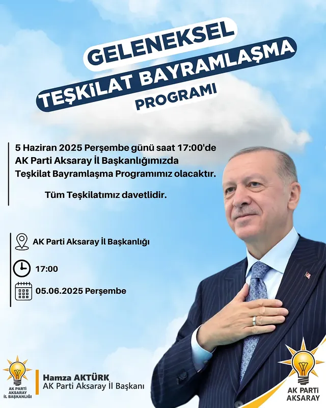 AK Parti Aksaray'da Geleneksel Teşkilat Bayramlaşma Programı Düzenleniyor