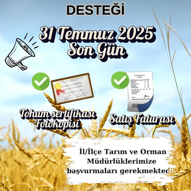 Aksaray'da Sertifikalı Tohum Desteği Başvuruları 31 Temmuz'a Kadar Sürüyor