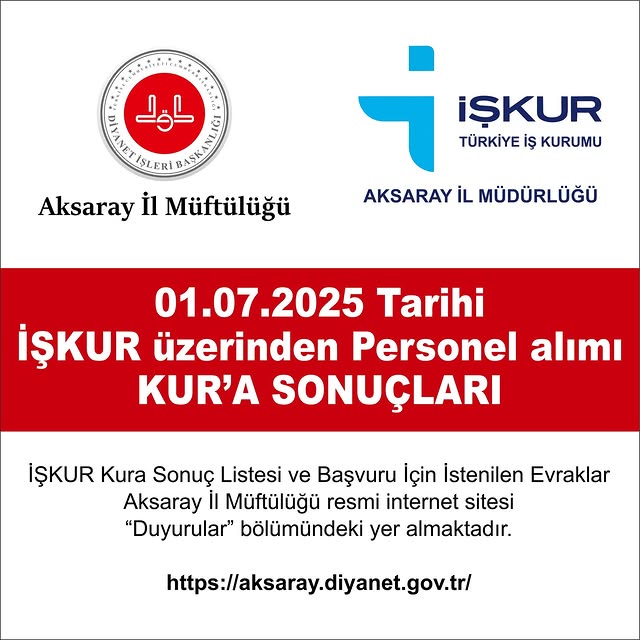 Aksaray İl Müftülüğü 2025 Personel Alımı Sonuçları Açıklandı