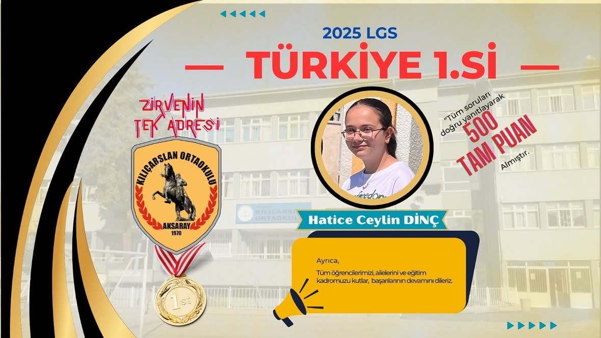 Aksaray'da LGS'de Türkiye Birinciliği: Hatice Ceylin Dinc Başarıya Ulaştı
