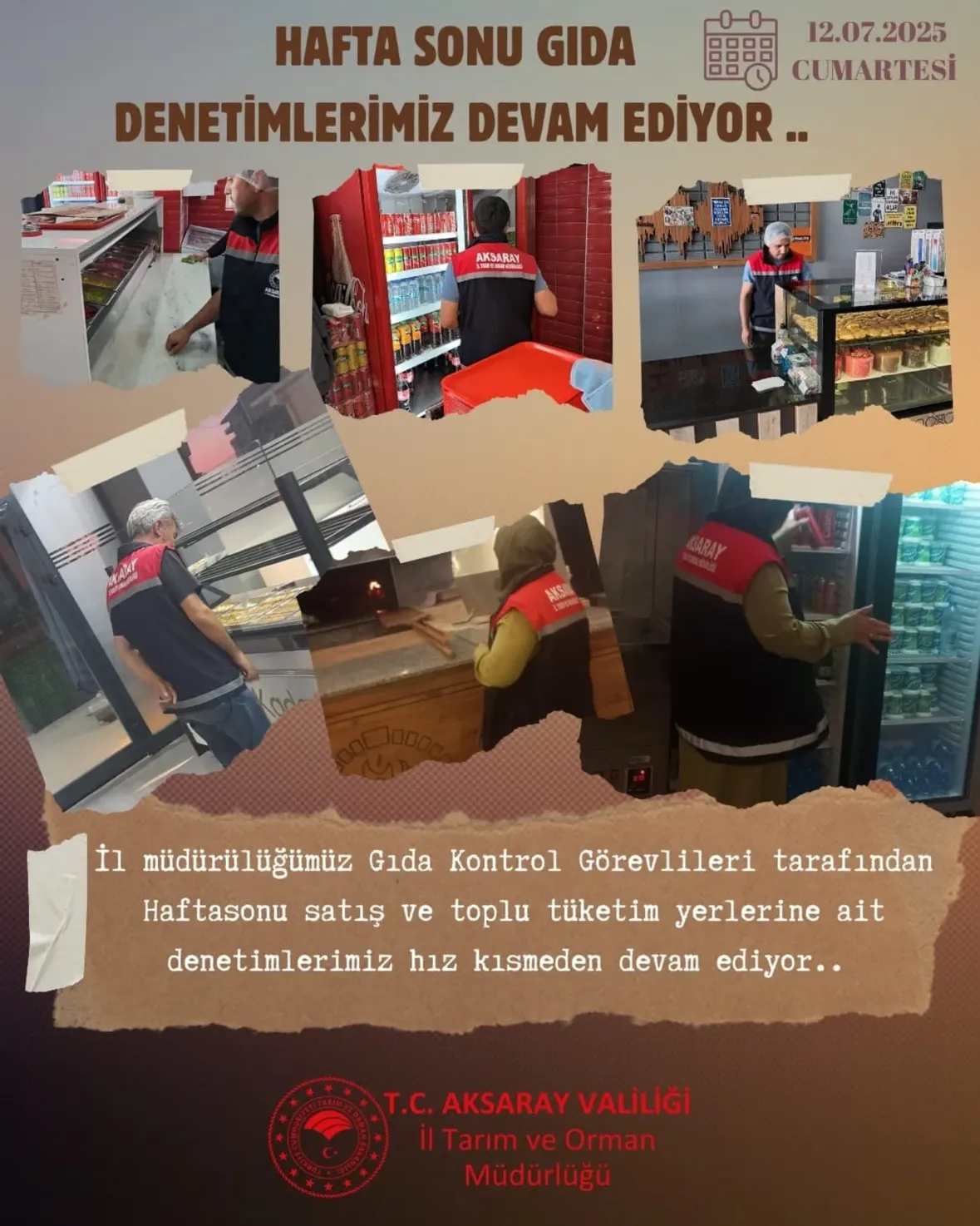 Aksaray'da Gıda Denetimleri Sürerken Üreticilere Destek Devam Ediyor