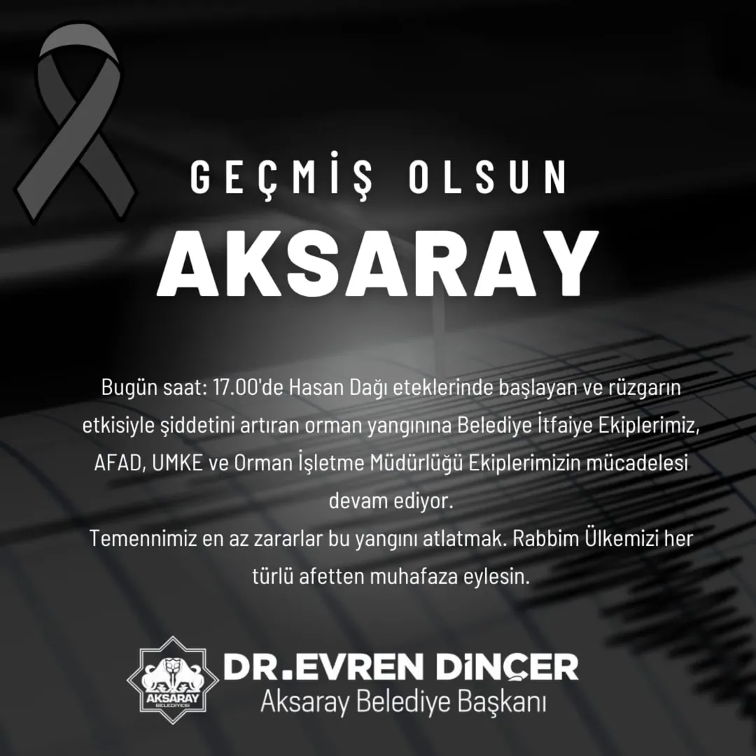 Aksaray'da Hasandağı Eteklerinde Yangın: Ekipler Müdahale Ediyor