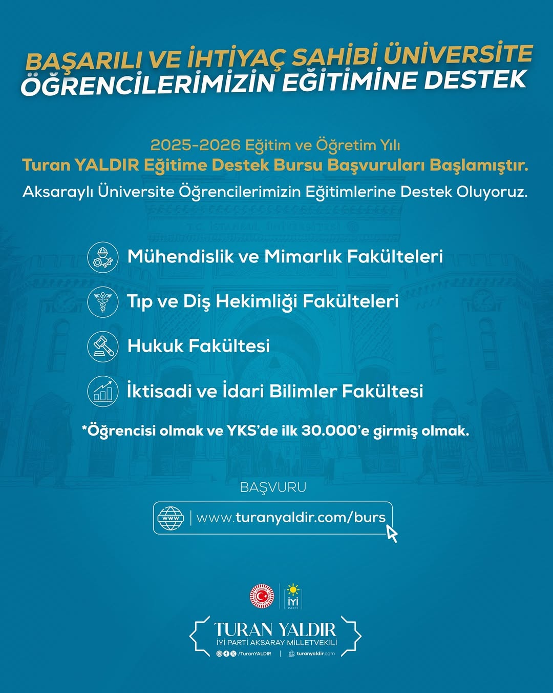 Aksaray Milletvekili Yaldır, 250 Öğrenciye Burs Desteği Veriyor