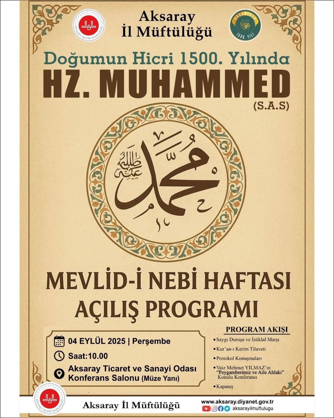 Aksaray'da Mevlid-i Nebi Haftası Başlıyor