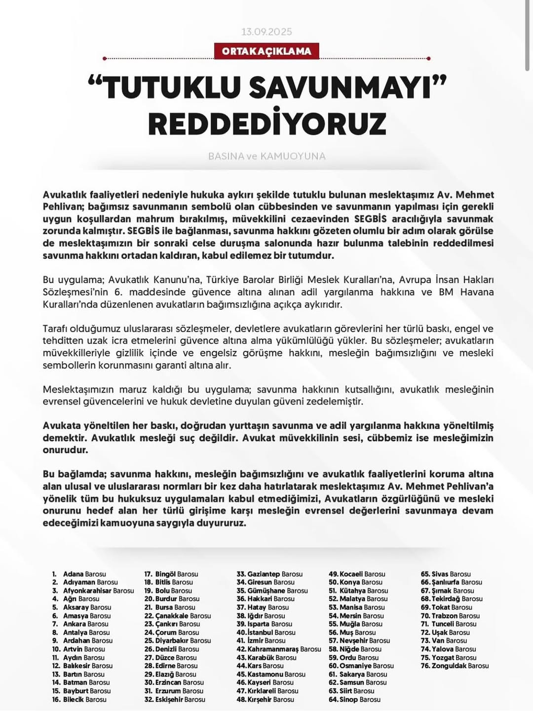 Avukatların Cübbe Giymesi Savunma Makamının Bağımsızlık Sembolü Olarak Vurgulandı