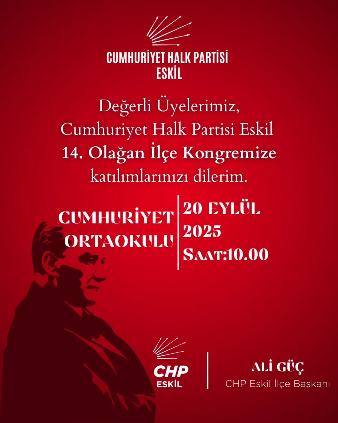Eskil İlçe Kongresi'ne Çağrı: Partiye Destek Vurgusu