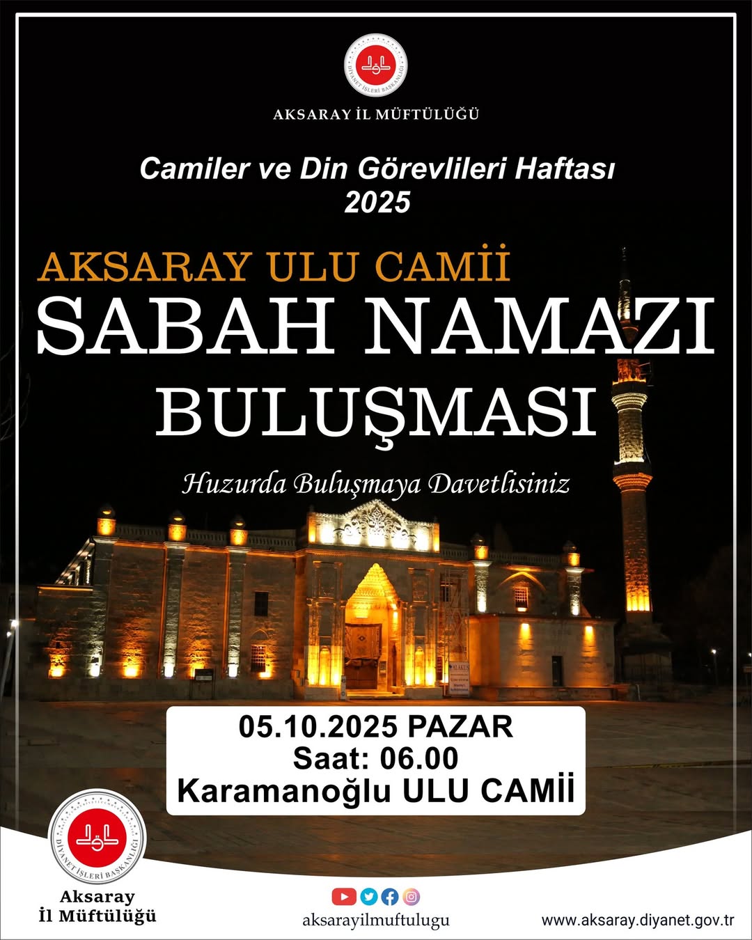 Aksaray'da Ulu Camii Sabah Namazı Buluşması Düzenleniyor