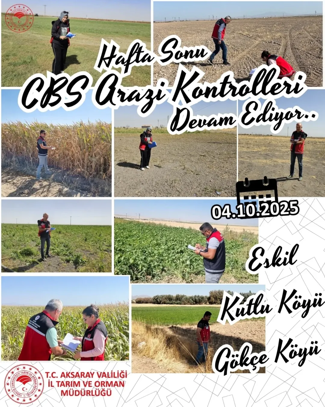 Aksaray'da CBS ile Arazi Kontrolleri Hafta Sonu Devam Ediyor