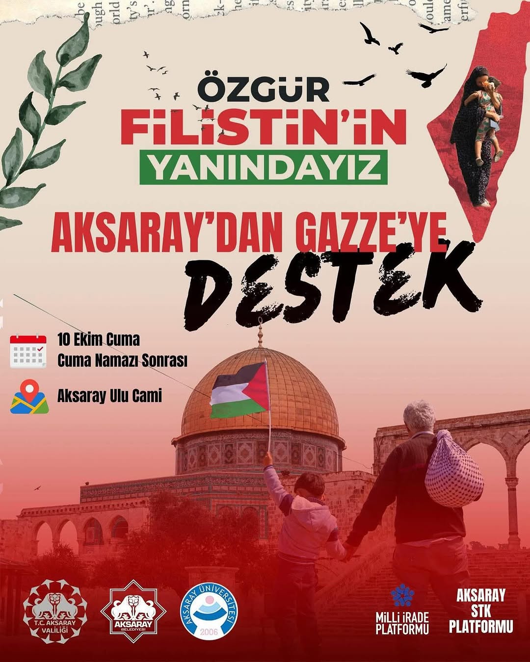 Aksaray'dan Gazze'ye Dayanışma Çağrısı: Cuma Namazı Sonrası Ulu Camii'de Buluşma