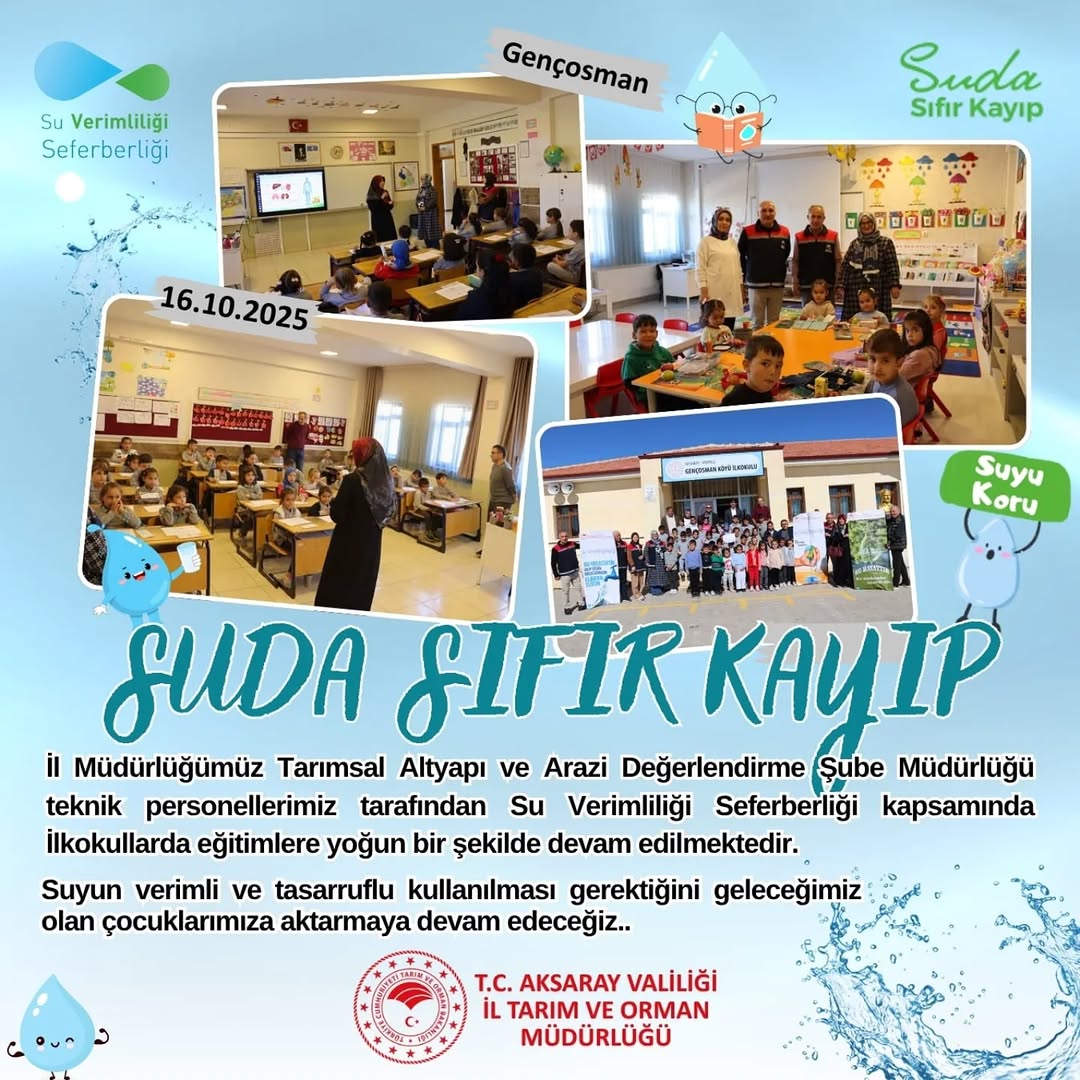 Aksaray'da Su Tasarrufu Eğitimleri İlkokullarda Yoğun Şekilde Devam Ediyor
