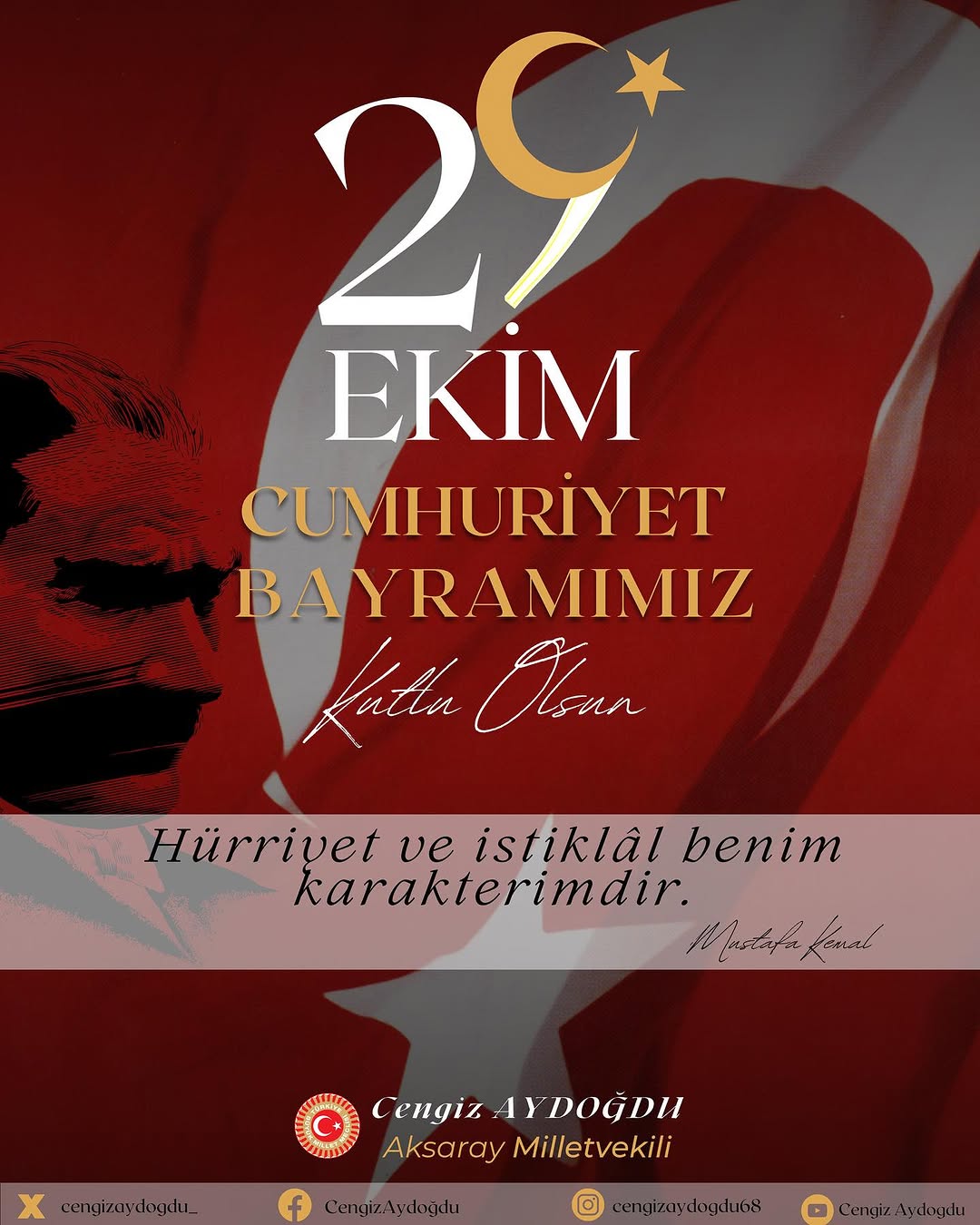 Cengiz Aydoğdu'dan 29 Ekim Cumhuriyet Bayramı Mesajı: