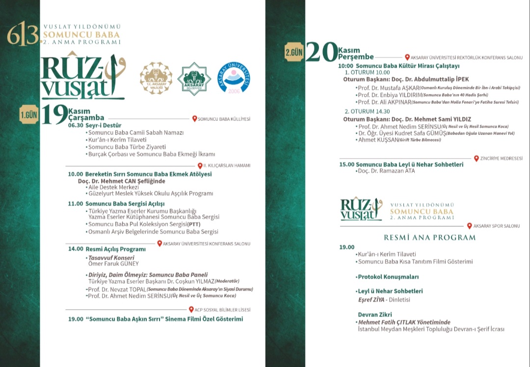Ruz-i Vuslat “613. VUSLAT YILDÖNÜMÜNDE SOMUNCU BABA” 2. ANMA PROGRAMI