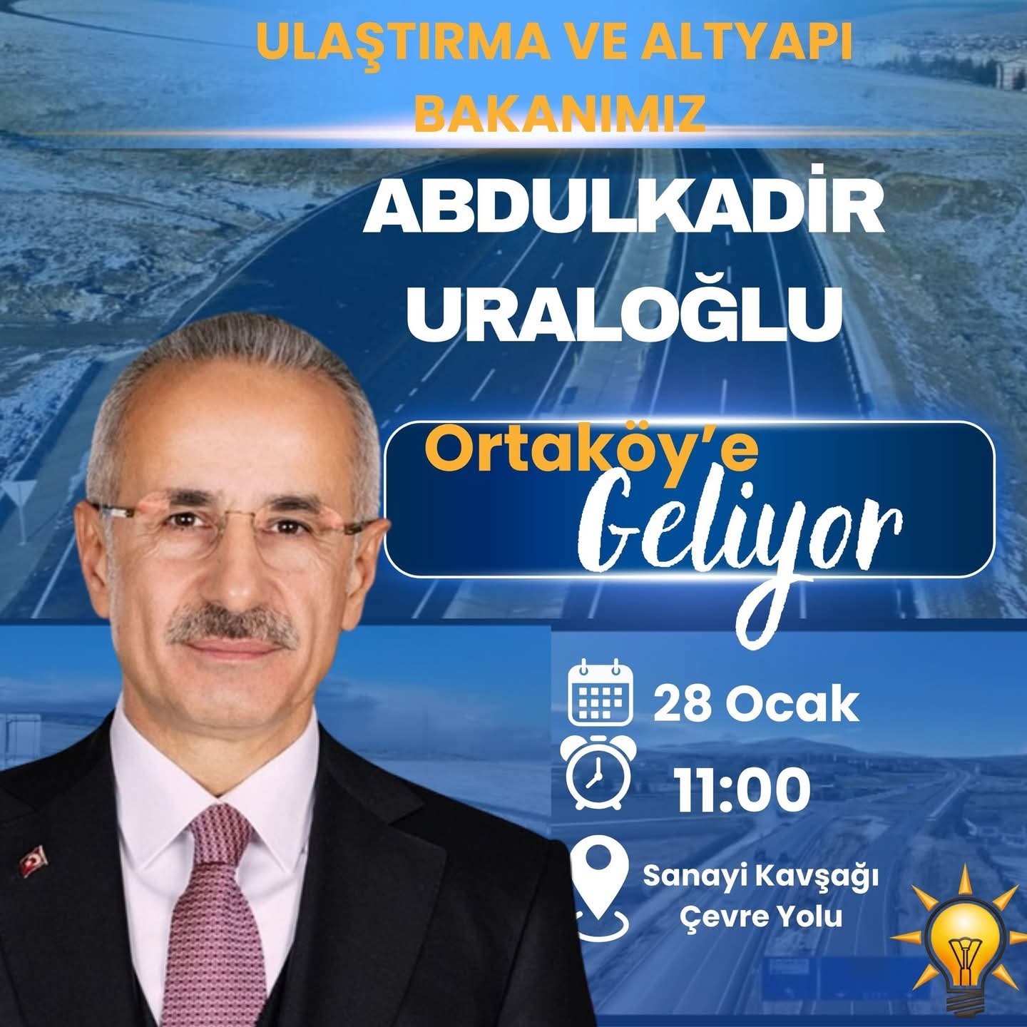 Ulaştırma Bakanı Abdulkadir Uraloğlu 28 Ocak’ta Aksaray’a Geliyor